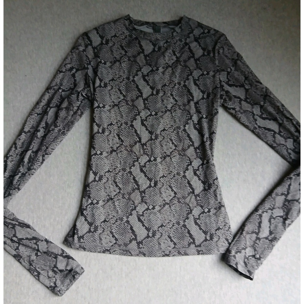 Skims Top XS Fits Everybody Crew Neck Mesh Long Sleeve Layers Stretch